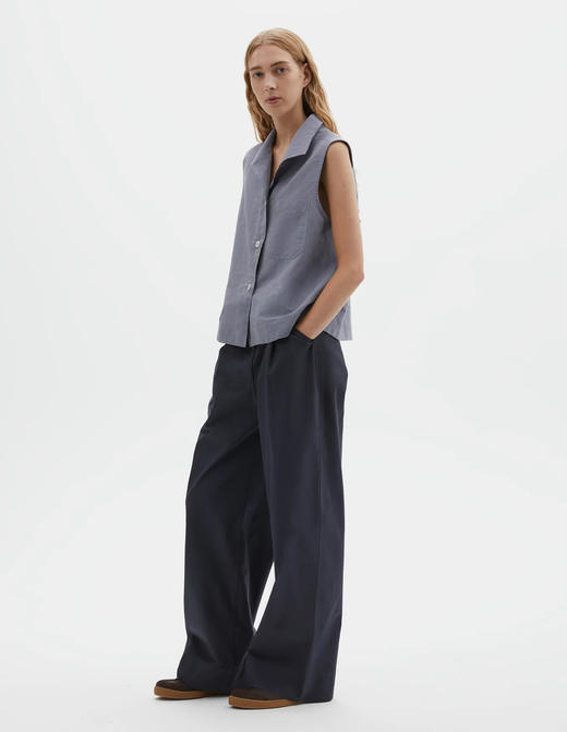 MHL 26SS 雾灰蓝轻量棉麻无袖衬衫 商品图2