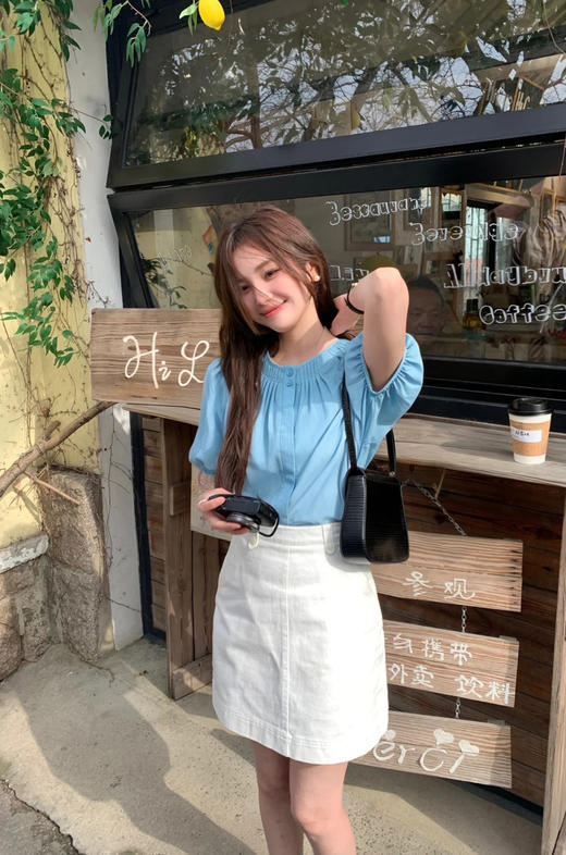 专柜实拍【苎麻+莱赛尔】拉夏贝尔/La Chapelle高奢品质！透气亲肤气质圆领压褶简约净版短袖小衫女 商品图3