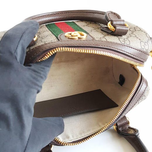 【95新】Gucci古驰Ophidia系列772053小号老花拼红绿条波士顿包单肩手提包女士310326AK13 商品图7