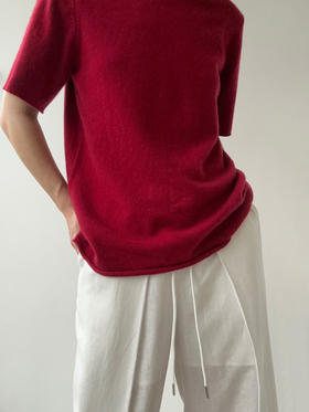 FE｜针织短袖T恤 羊绒 [ 高光红 / 底气红 / 空气蓝 ]