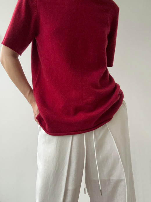 FE｜针织短袖T恤 羊绒 [ 高光红 / 底气红 / 空气蓝 ] 商品图0