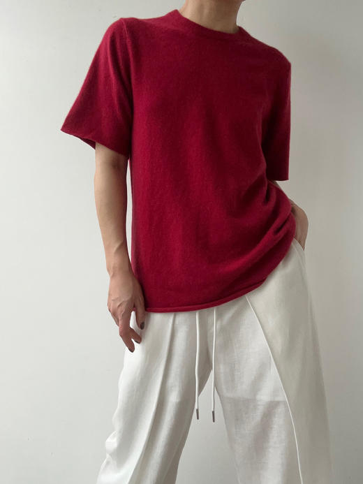 FE｜针织短袖T恤 羊绒 [ 高光红 / 底气红 / 空气蓝 ] 商品图1