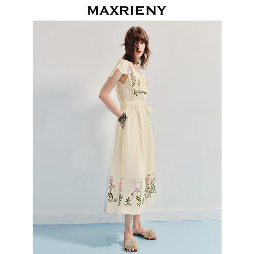 【杨超越同款】MAXRIENY优雅度假风连衣裙25夏款法式田园系带长裙(货号:MC86DR058) 商品图2