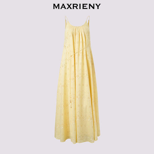 【商场同款】MAXRIENY圆领复古宫廷绣花吊带连衣裙25夏款a字长裙(货号:MC86DR079) 商品图4