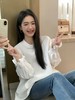 绵白氧气~白色圆领拼接蕾丝镂空喇叭袖宽松上衣 商品缩略图4