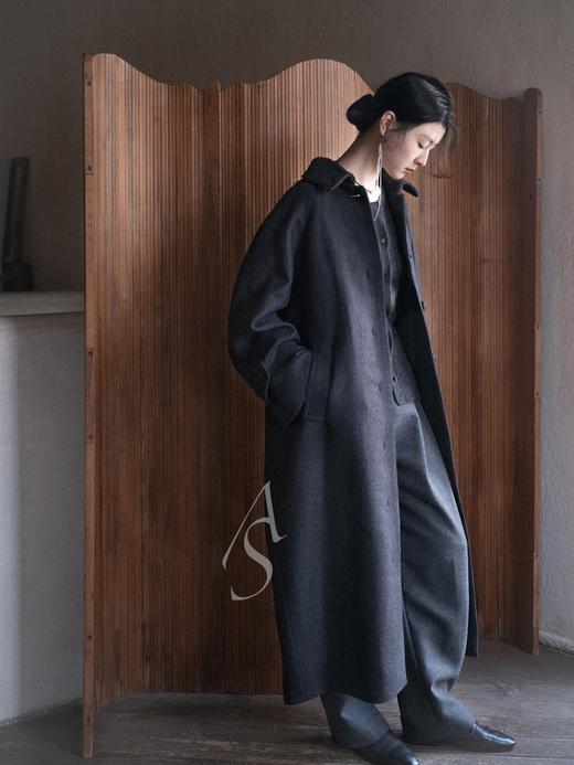 Mark Kenly Domino Tan 深灰色CARO插肩袖羊毛长外套 商品图1