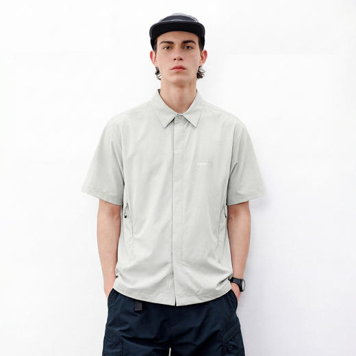 714street夏季户外通勤凉感防晒短袖衬衫男潮牌轻薄宽松半袖衬衣 商品图1