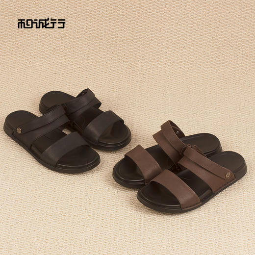 和诚行2026夏季新款真皮透气休闲两用软底外穿男式凉鞋0551295 商品图2