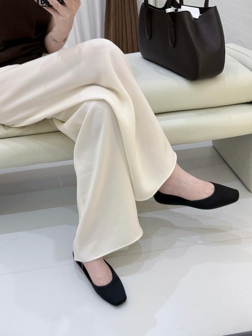 46-7 自留黑色L 150斤都能穿L TR极简直筒阔腿裤 炒鸡显瘦神裤 商品图13