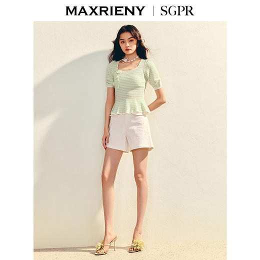 【SGPR】浪漫优雅收腰x型套头毛衫25夏款修身上衣女(货号:MU86SW009) 商品图1