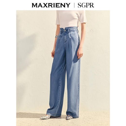 【SGPR】精致日常直身牛仔裤天丝莱赛尔高腰阔腿裤夏(货号:MU86PA004) 商品图2