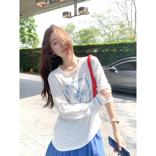 <曾小咸推荐>慵懒字母印花短袖T恤蓝色半裙【预售款，预计3-15天！！】 商品图3