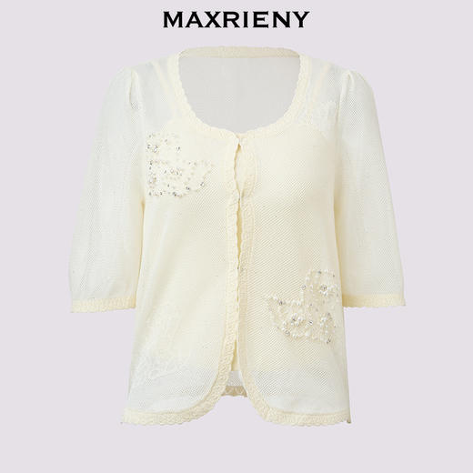 【商场同款】MAXRIENY精致日常感短外套女蕾丝钉珠外搭修身小衫(货号:MC86JA263) 商品图4