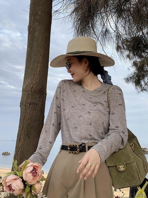 满印蝴蝶结长袖 T 商品图3