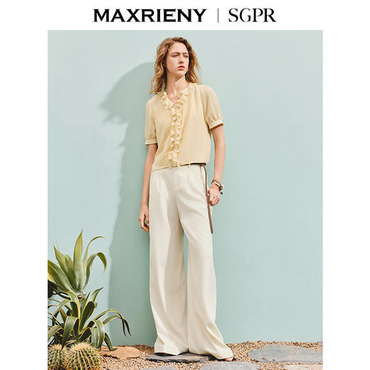 【SGPR】精致日常雪纺衫25夏波浪荷叶边修身显瘦上衣(货号:MU86TP274) 商品图1