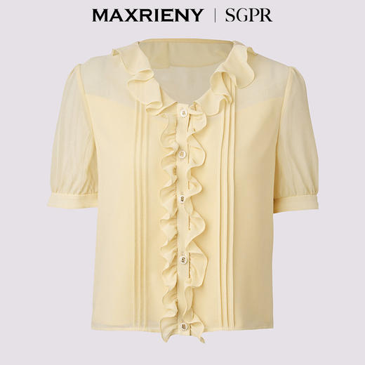 【SGPR】精致日常雪纺衫25夏波浪荷叶边修身显瘦上衣(货号:MU86TP274) 商品图4