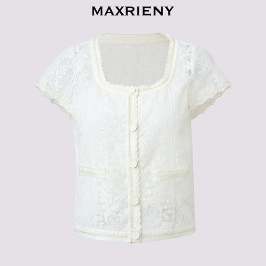 【商场同款】MAXRIENY波嬉风蕾丝千金上衣女修身显瘦女装25夏款(货号:MC86TP255) 商品图4