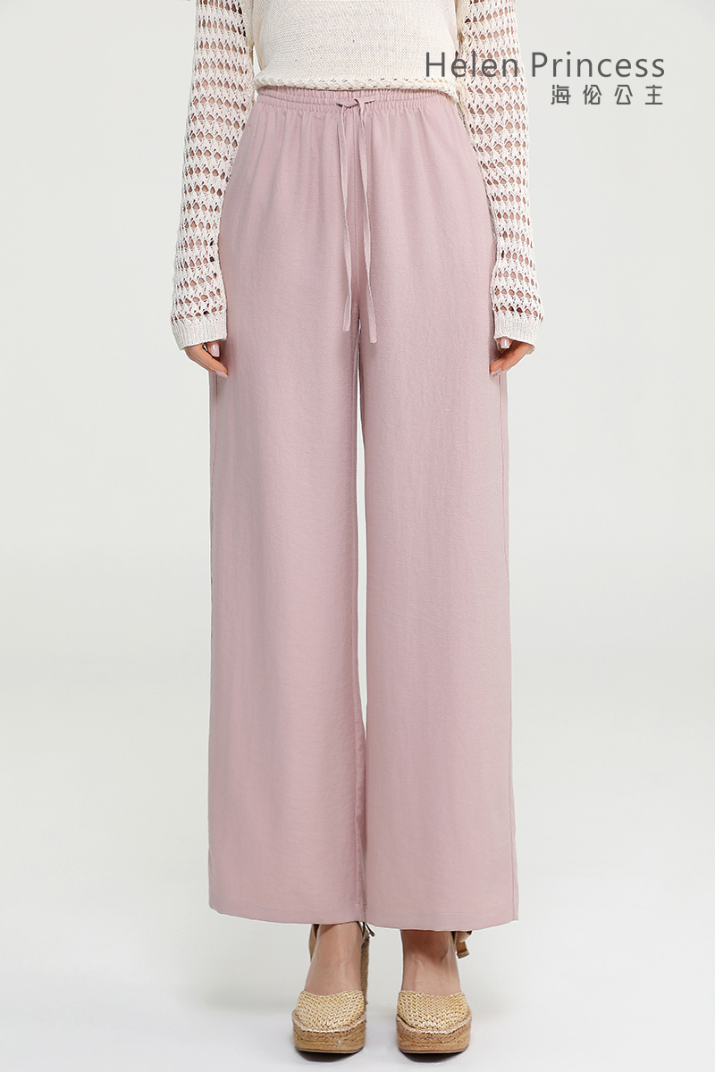 高腰垂感隐形口袋阔腿裤