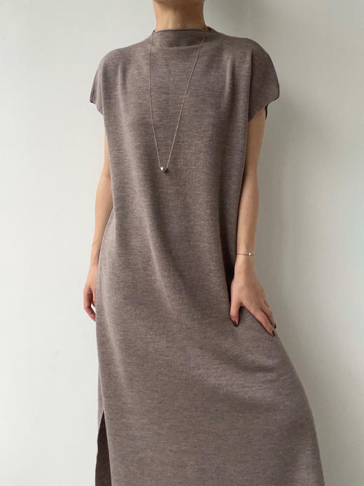 FE｜无袖金句开衩小黑裙 真丝羊毛 双侧开衩 [ 灰 / 米 ] 商品图1