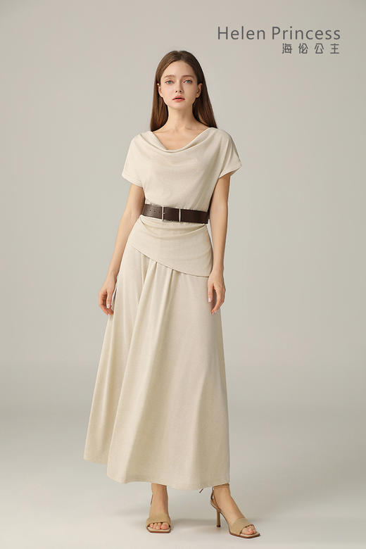 荡领收腰垂感套装裙 商品图1