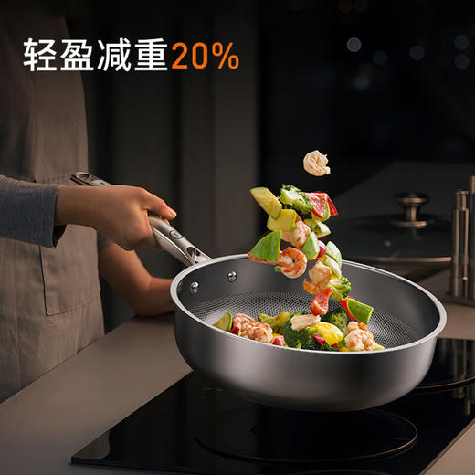 九阳煎锅纯钛0涂层家用炒菜锅钛锅抗粘易洁电磁炉燃气灶通用带盖 商品图10