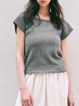 FE｜弧光羊绒上衣 针织T恤  [ 黑 / 灰 ]