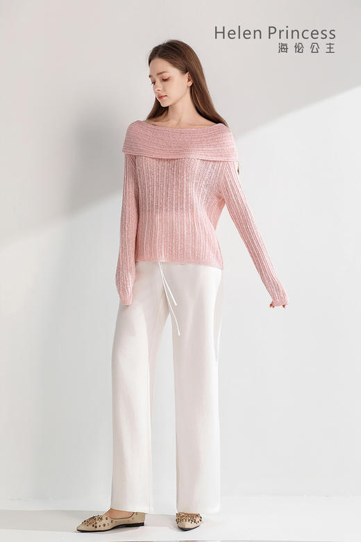 一字肩翻领上衣 商品图2