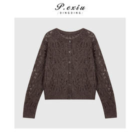 04-2潘依绣丁丁宠粉 马海毛羊毛法式复古镂空圆领长袖针织开衫 Q80316