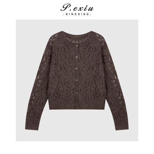 04-2潘依绣丁丁宠粉 马海毛羊毛法式复古镂空圆领长袖针织开衫 Q80316 商品图0