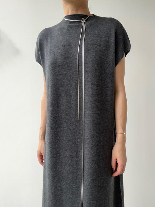 FE｜无袖金句开衩小黑裙 真丝羊毛 双侧开衩 [ 灰 / 米 ] 商品图7