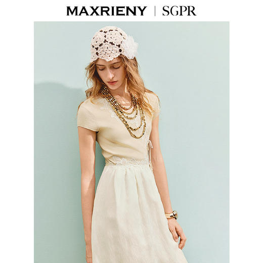 【SGPR】优雅度假风蕾丝绣花连衣裙花苞型拼接长裙夏(货号:MU86DR265) 商品图2