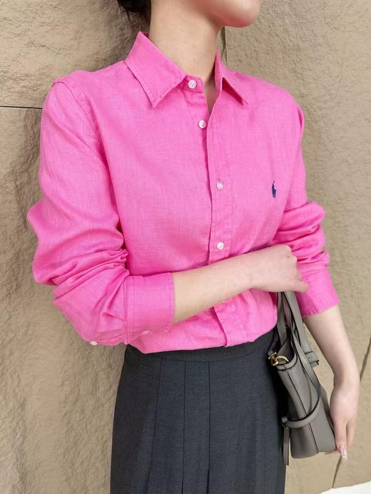 直发【100%亚麻】老钱风穿搭 RL亚麻翻领多色衬衫 商品图6