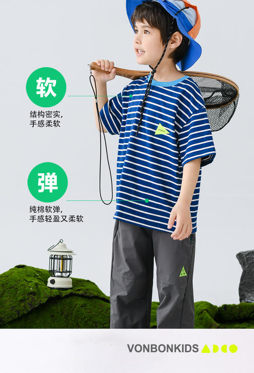🌸夏天做个活力少年😊【Vonbonkids 山系撞色纯棉彩条短袖T恤S07C26016款】🔥打破夏日单调的穿搭 🔺撞色使得整体富有层次感和跳跃感 视觉效果眼前一亮  商品图0