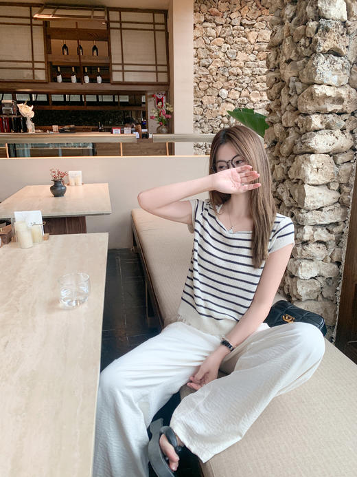 <曾小咸推荐>4.7现货秒杀 ！微信超特价！2色阔腿垂坠感休闲裤 日常159.99 立减90 秒杀69.99！！ 条纹短袖 秒杀59.99！！ 商品图8