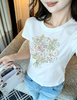 张心子【夏日攻略】设计感烫钻花朵T恤女短袖夏新款修身显瘦上衣 U2604006 商品缩略图8