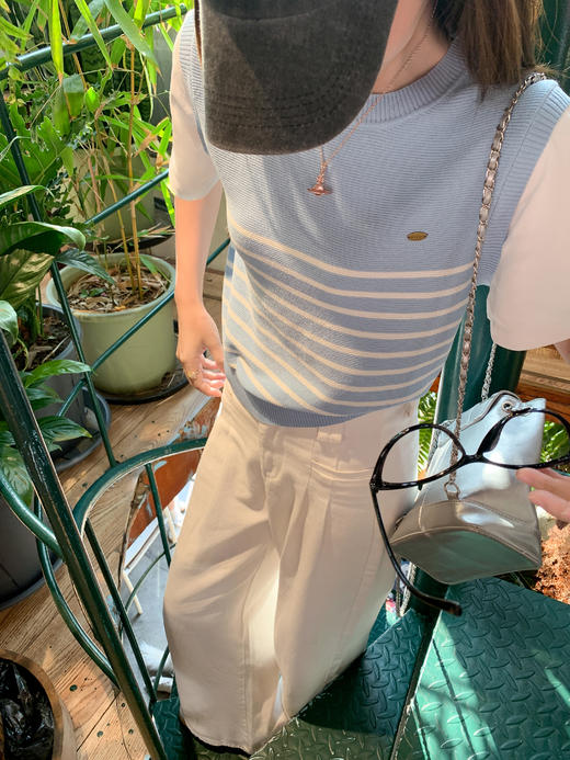 <曾小咸推荐>4.7现货秒杀 ！微信超特价！针织条纹拼接短袖T恤 日常129.99 立减70 秒杀59.99！！ 商品图5