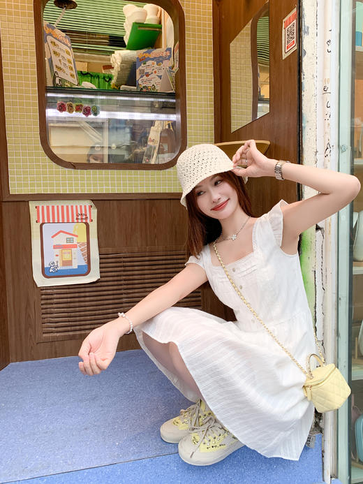 <曾小咸推荐>4.7现货秒杀 ！微信超特价！方领荷叶边小飞袖连衣裙 日常189.99 立减100 秒杀89.99！！ 商品图6