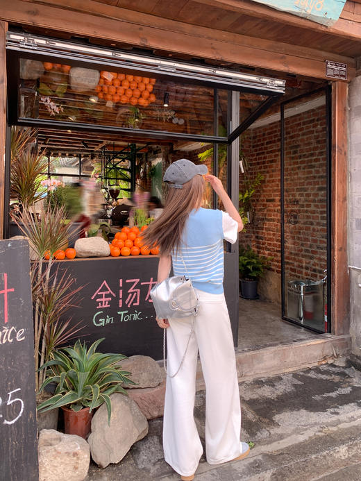 <曾小咸推荐>4.7现货秒杀 ！微信超特价！针织条纹拼接短袖T恤 日常129.99 立减70 秒杀59.99！！ 商品图9