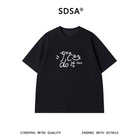 SDSA男装2026新款高贵轻奢手写标语印花短袖T恤宽松圆领休闲上衣