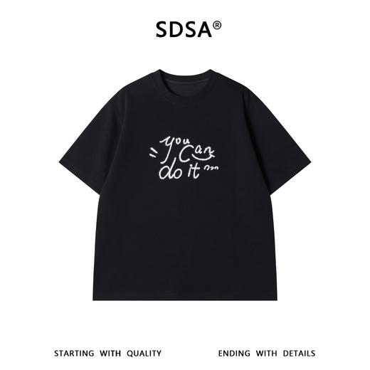 SDSA男装2026新款高贵轻奢手写标语印花短袖T恤宽松圆领休闲上衣 商品图0