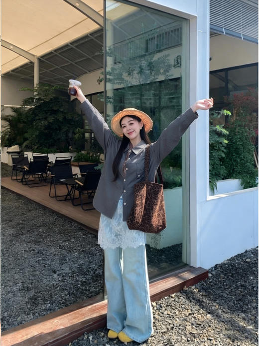 专柜实拍【莱赛尔天丝】拉夏贝尔/La Chapelle韩系简约！垂感舒适 翻领不对称折角口袋长袖衬衫 商品图10