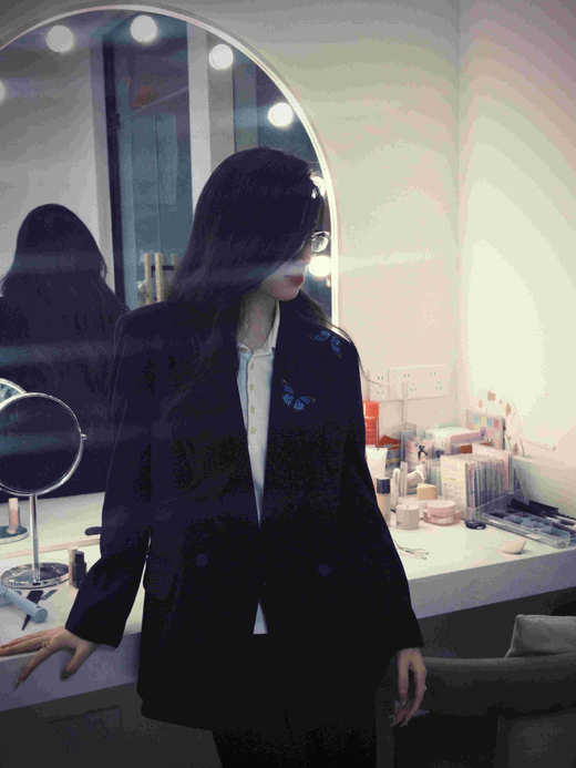 法小曼*子珍原创蝴蝶刺绣高定阔版黑色西装套装女廓形个性重要场合 商品图5