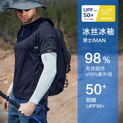 买1送1 户外骑行护臂男款冰丝高弹开车手臂套运动防紫外线防晒冰袖男袖套 商品图1