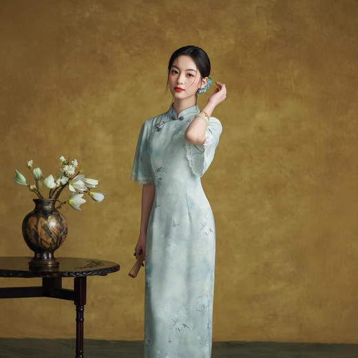 优雅复古高级感年轻款花花旗袍改良新中式国风长款旗袍2839 商品图1