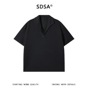 SDSA男装2026新款高贵轻奢纯色翻领短袖T恤百搭商务宽松潮流上衣