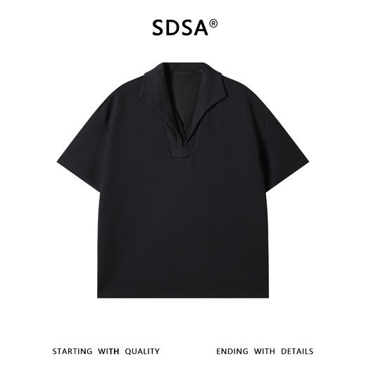 SDSA男装2026新款高贵轻奢纯色翻领短袖T恤百搭商务宽松潮流上衣 商品图0