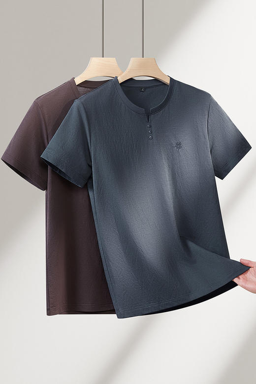 【DPF】【亚麻】大依优型大码男装夏季圆领短袖T恤运动休闲透气短袖上衣 商品图5