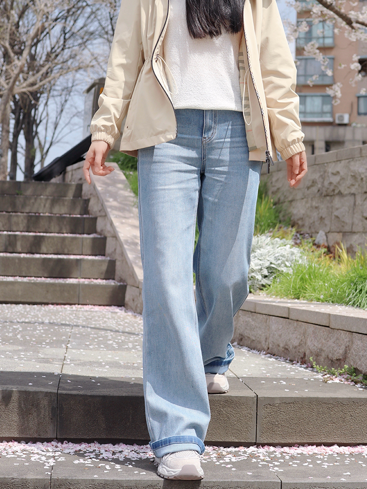 【复古时尚  一条穿出大长腿】高弹直筒牛仔裤  面料弹性足、新裤型 特别显瘦 白色也很好看