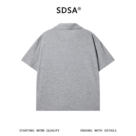 SDSA男装2026新款高贵轻奢纯色肌理竖纹针织翻领宽松休闲短袖上衣 商品图1
