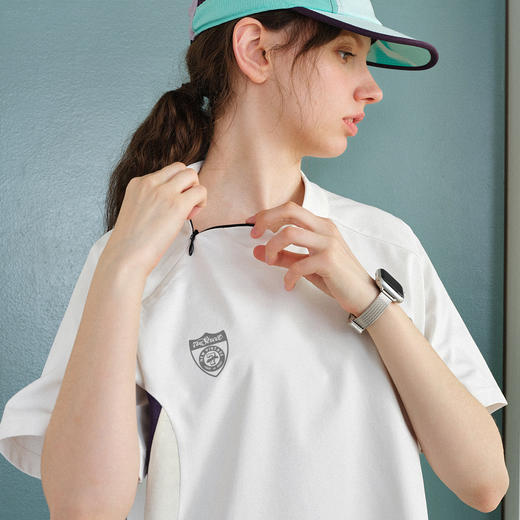 714street夏季防晒抗菌速干衣侧拉半高领短袖撞色拼接功能T恤男女 商品图3